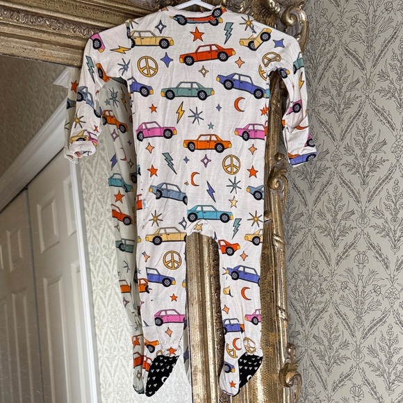 Posh Peanut Car Print One Piece Two-way Zipper Footed Sleeper 0-3 Months - Picture 5 of 10
